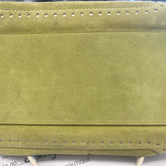 Rare Vintage Pistachio Green Suede with White Trim Coach Hampton Bag - Picture 5 of 5